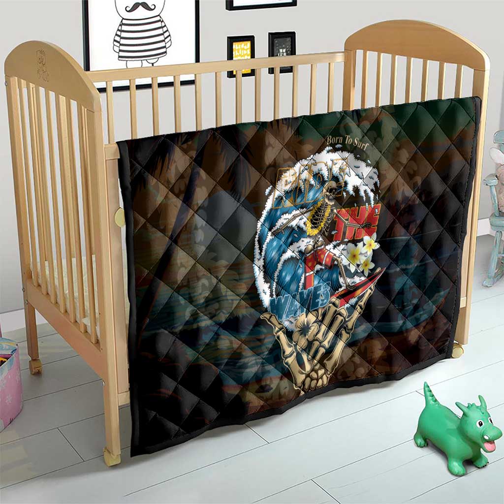 Aloha Hawaii Surfing Skull Quilt Shaka Skeleton Ride The Waves - Polynesian Pride