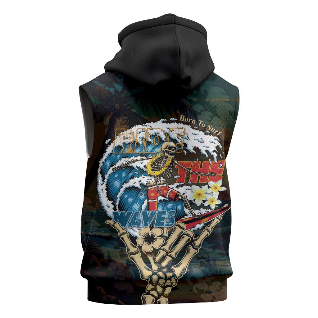 Aloha Hawaii Surfing Skull Sleeveless Hoodie Shaka Skeleton Ride The Waves LT14 - Polynesian Pride