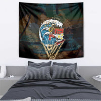 Aloha Hawaii Surfing Skull Tapestry Shaka Skeleton Ride The Waves LT14 - Polynesian Pride