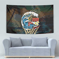 Aloha Hawaii Surfing Skull Tapestry Shaka Skeleton Ride The Waves LT14 - Polynesian Pride