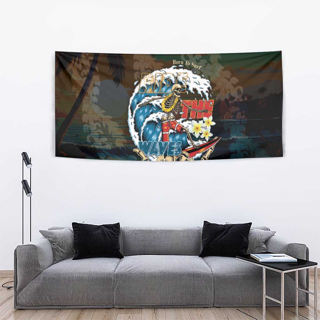Aloha Hawaii Surfing Skull Tapestry Shaka Skeleton Ride The Waves LT14 - Polynesian Pride