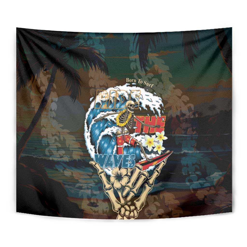 Aloha Hawaii Surfing Skull Tapestry Shaka Skeleton Ride The Waves LT14 - Polynesian Pride