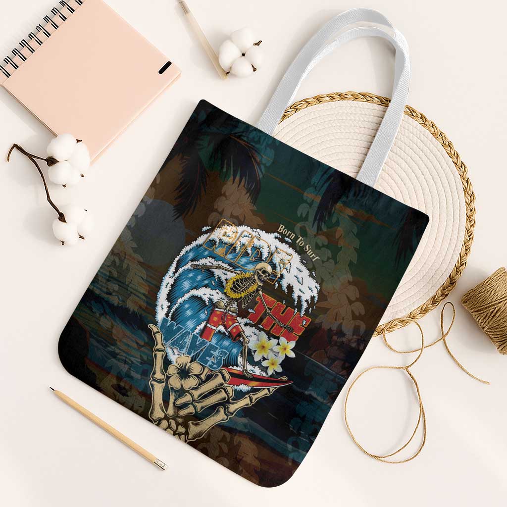 Aloha Hawaii Surfing Skull Tote Bag Shaka Skeleton Ride The Waves - Polynesian Pride