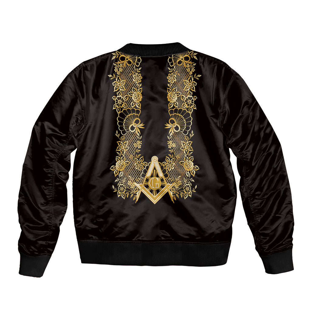 Personalised Filipino Freemasonry Sleeve Zip Bomber Jacket Masonic Barong Tagalog Inspired Ivory White LT14 - Polynesian Pride
