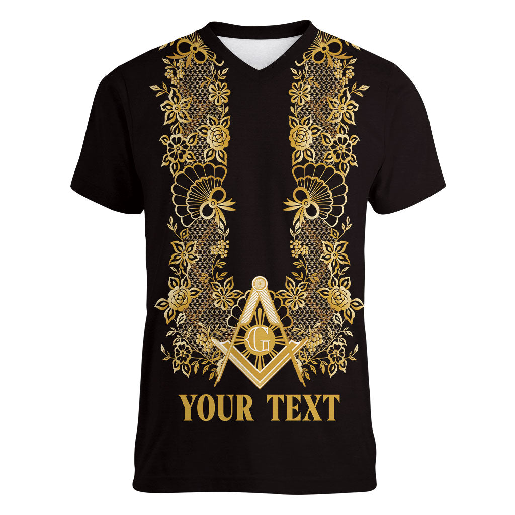 Personalised Filipino Freemasonry Women V-Neck T-Shirt Masonic Barong Tagalog Inspired Ivory White LT14 Female Ivory White - Polynesian Pride