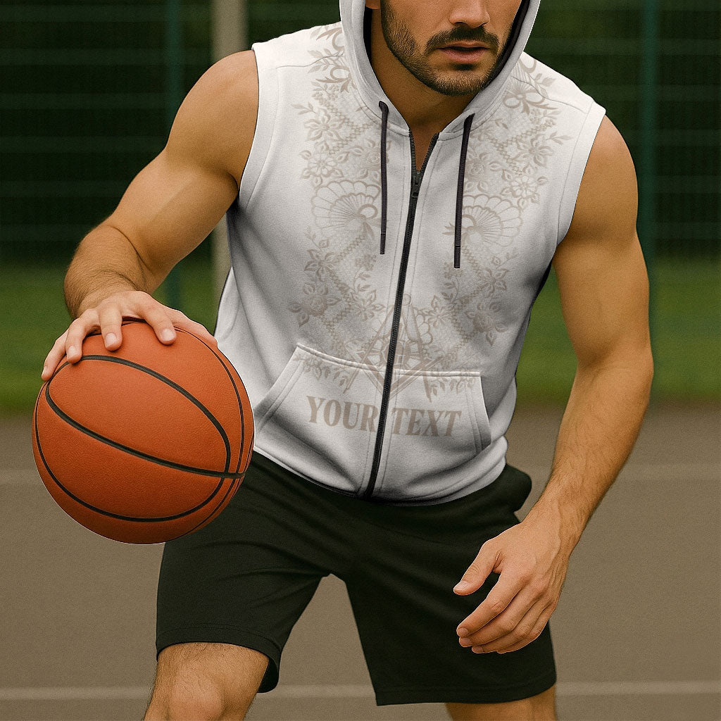 Personalised Filipino Freemasonry Sleeveless Zip Hoodie Masonic Barong Tagalog Inspired Black LT14 - Polynesian Pride