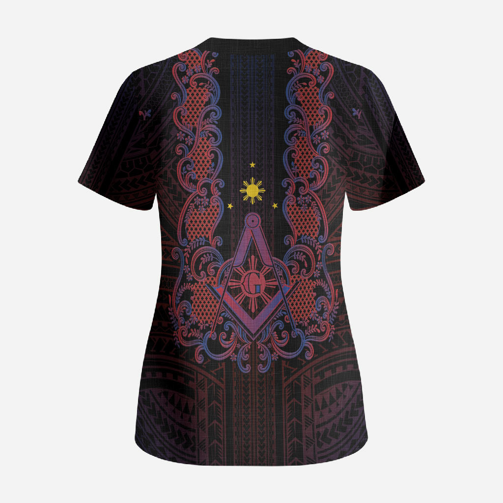Personalised Philippines Barong Tagalog Freemasonry Scrub Top Filipino Masonic Polynesian Pattern LT14 - Polynesian Pride