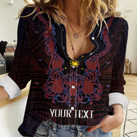 Personalised Philippines Barong Tagalog Freemasonry Women Casual Shirt Filipino Masonic Polynesian Pattern LT14 Female Black - Polynesian Pride