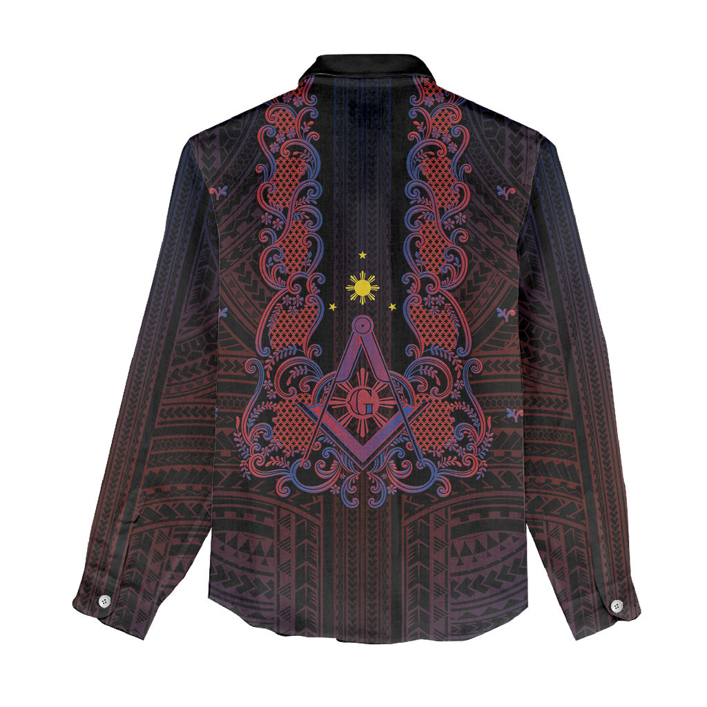 Personalised Philippines Barong Tagalog Freemasonry Women Casual Shirt Filipino Masonic Polynesian Pattern LT14 - Polynesian Pride