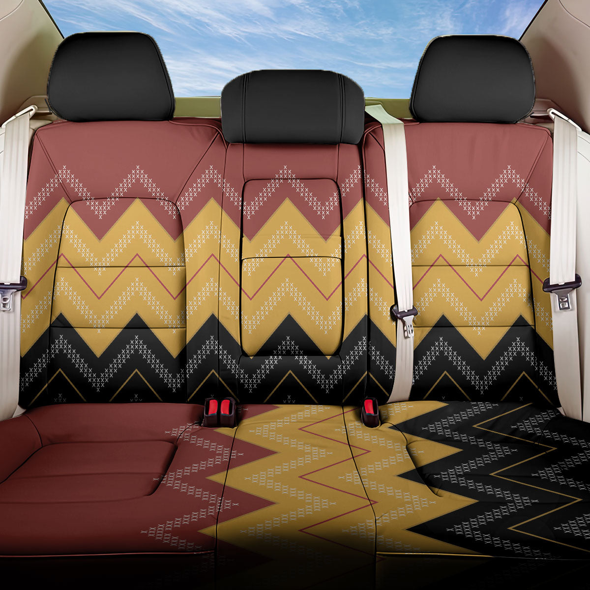 Kaokao Maori Tukutuku Inspired New Zealand Back Car Seat Cover LT14 One Size Multicolor - Polynesian Pride