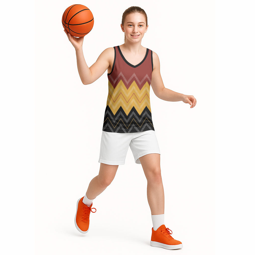Kaokao Maori Tukutuku Inspired New Zealand Basketball Jersey LT14 - Polynesian Pride