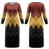 Kaokao Maori Tukutuku Inspired New Zealand Couples Matching Long Sleeve Bodycon Dress and Hawaiian Shirt LT14 - Polynesian Pride