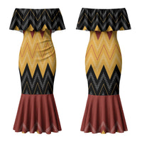 Kaokao Maori Tukutuku Inspired New Zealand Couples Matching Mermaid Dress and Long Sleeve Button Shirt LT14 - Polynesian Pride