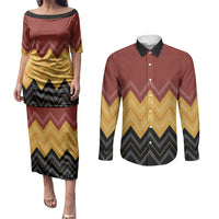 Kaokao Maori Tukutuku Inspired New Zealand Couples Matching Puletasi and Long Sleeve Button Shirt LT14 Multicolor - Polynesian Pride