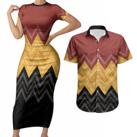 Kaokao Maori Tukutuku Inspired New Zealand Couples Matching Short Sleeve Bodycon Dress and Hawaiian Shirt LT14 Multicolor - Polynesian Pride