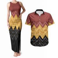 Kaokao Maori Tukutuku Inspired New Zealand Couples Matching Tank Maxi Dress and Hawaiian Shirt LT14 Multicolor - Polynesian Pride