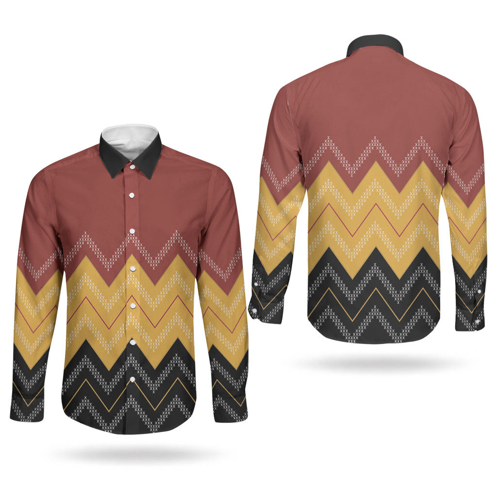 Kaokao Maori Tukutuku Inspired New Zealand Couples Matching Tank Maxi Dress and Long Sleeve Button Shirt LT14 - Polynesian Pride