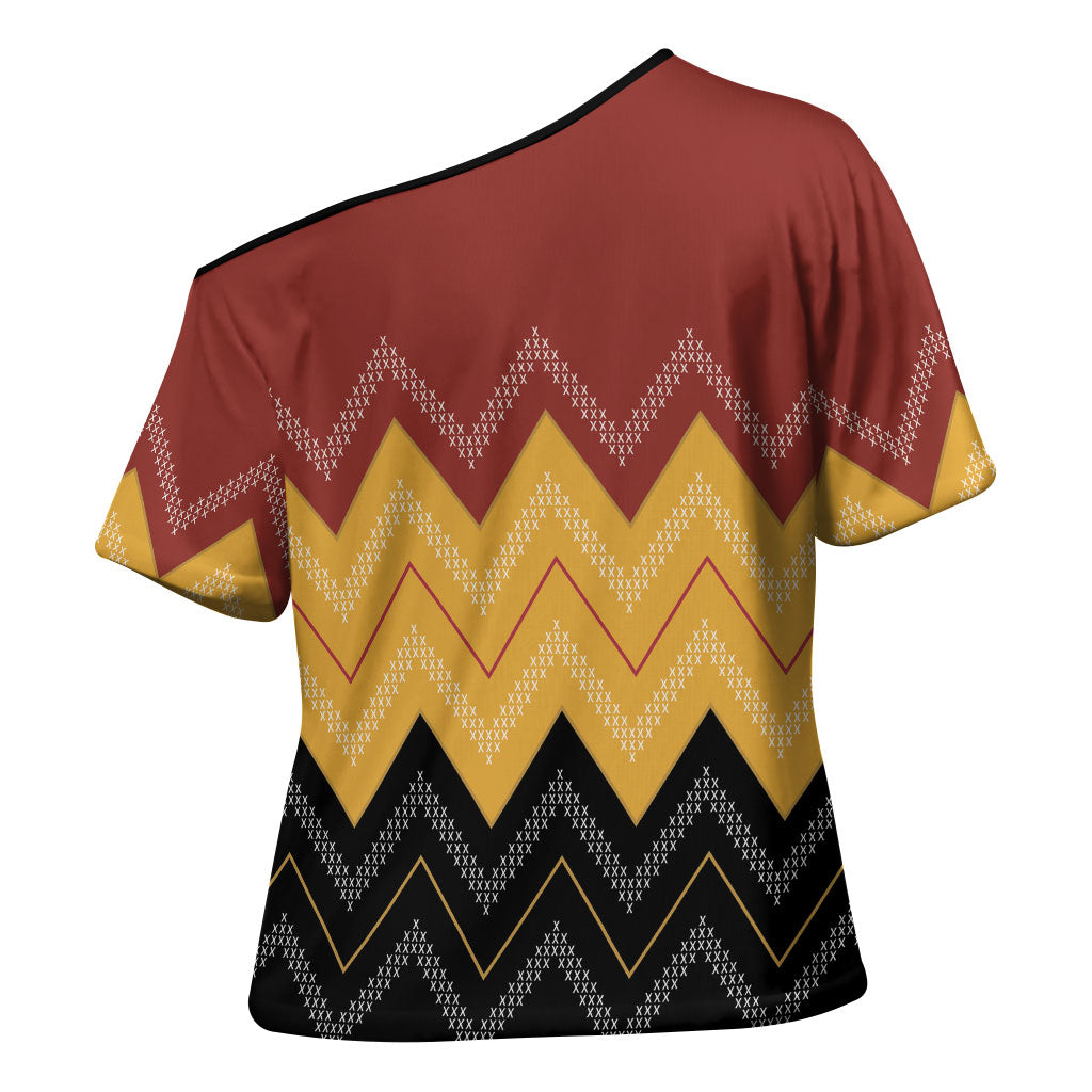 Kaokao Maori Tukutuku Inspired New Zealand Cross Shoulder Shirt LT14 - Polynesian Pride