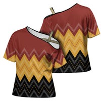 Kaokao Maori Tukutuku Inspired New Zealand Cross Shoulder Shirt LT14 - Polynesian Pride