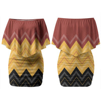 Kaokao Maori Tukutuku Inspired New Zealand Family Matching Off Shoulder Short Dress and Hawaiian Shirt LT14 Mom's Dress Multicolor - Polynesian Pride