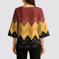 Kaokao Maori Tukutuku Inspired New Zealand Kimono Sleeve Blouse LT14 - Polynesian Pride