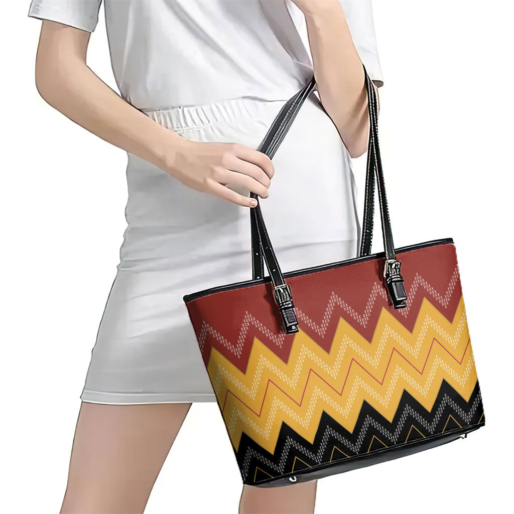 Kaokao Maori Tukutuku Inspired New Zealand Leather Tote Bag LT14 - Polynesian Pride