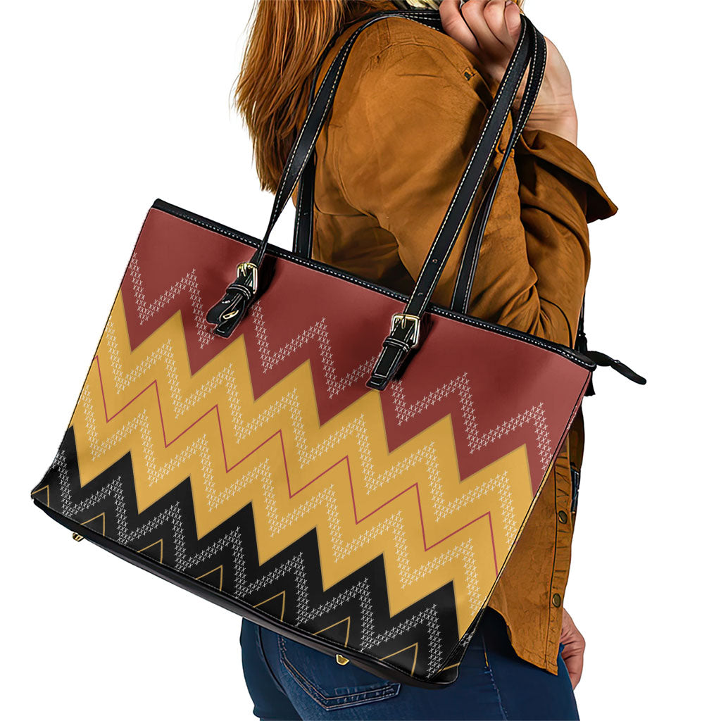 Kaokao Maori Tukutuku Inspired New Zealand Leather Tote Bag LT14 - Polynesian Pride