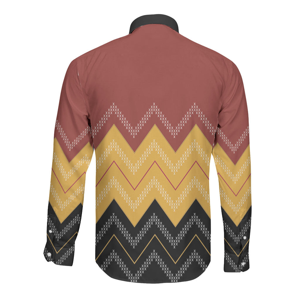 Kaokao Maori Tukutuku Inspired New Zealand Long Sleeve Button Shirt LT14 - Polynesian Pride