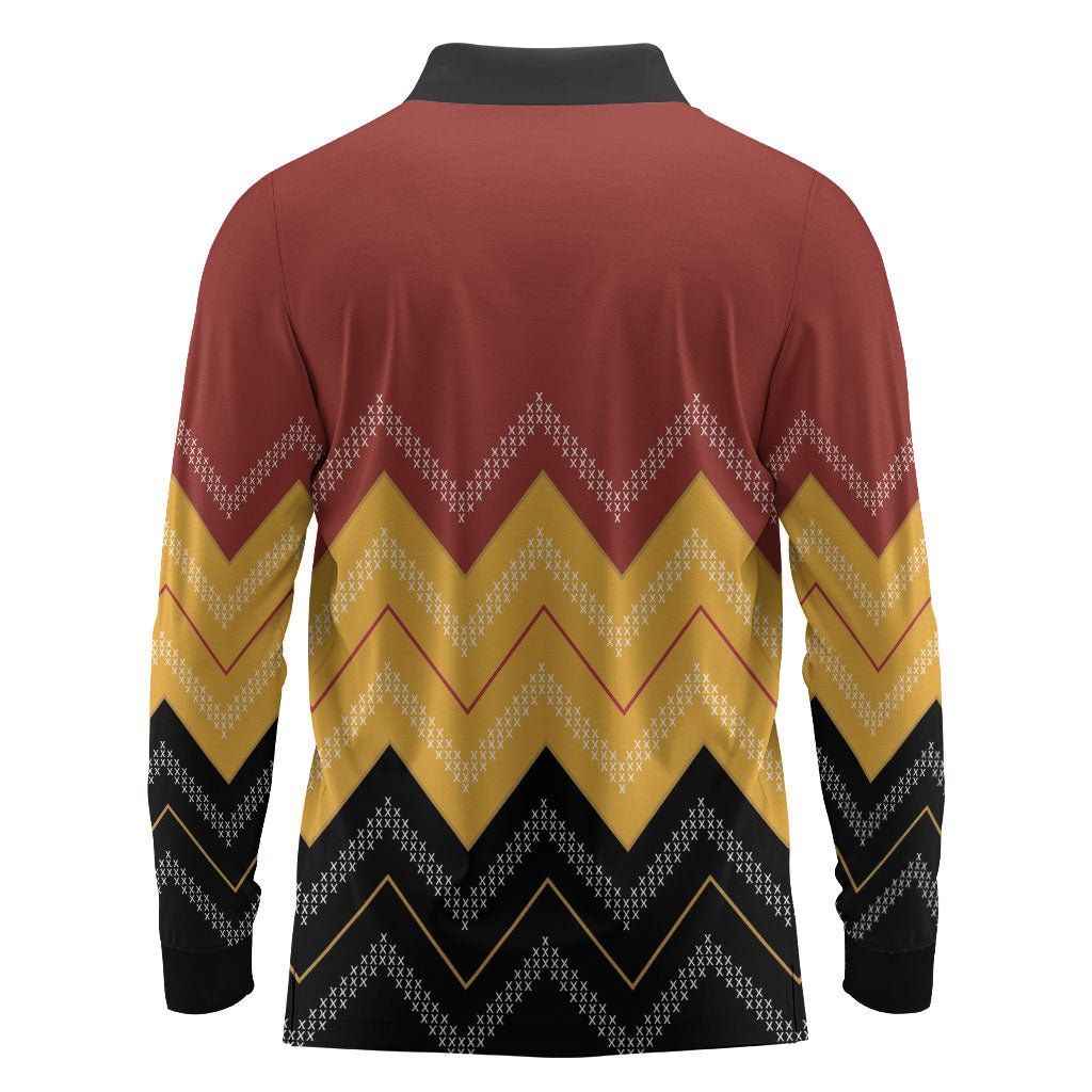 Kaokao Maori Tukutuku Inspired New Zealand Long Sleeve Polo Shirt LT14 - Polynesian Pride
