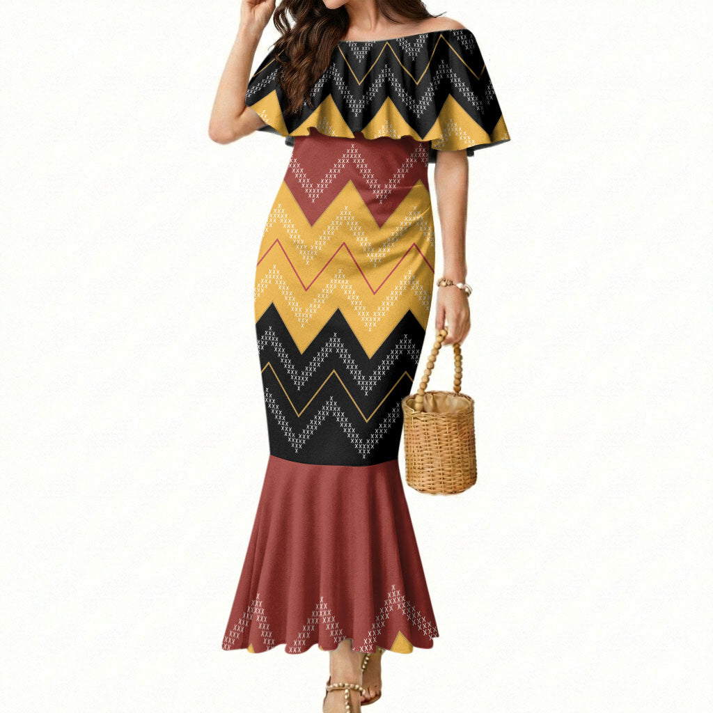 Kaokao Maori Tukutuku Inspired New Zealand Mermaid Dress LT14 Women Multicolor - Polynesian Pride