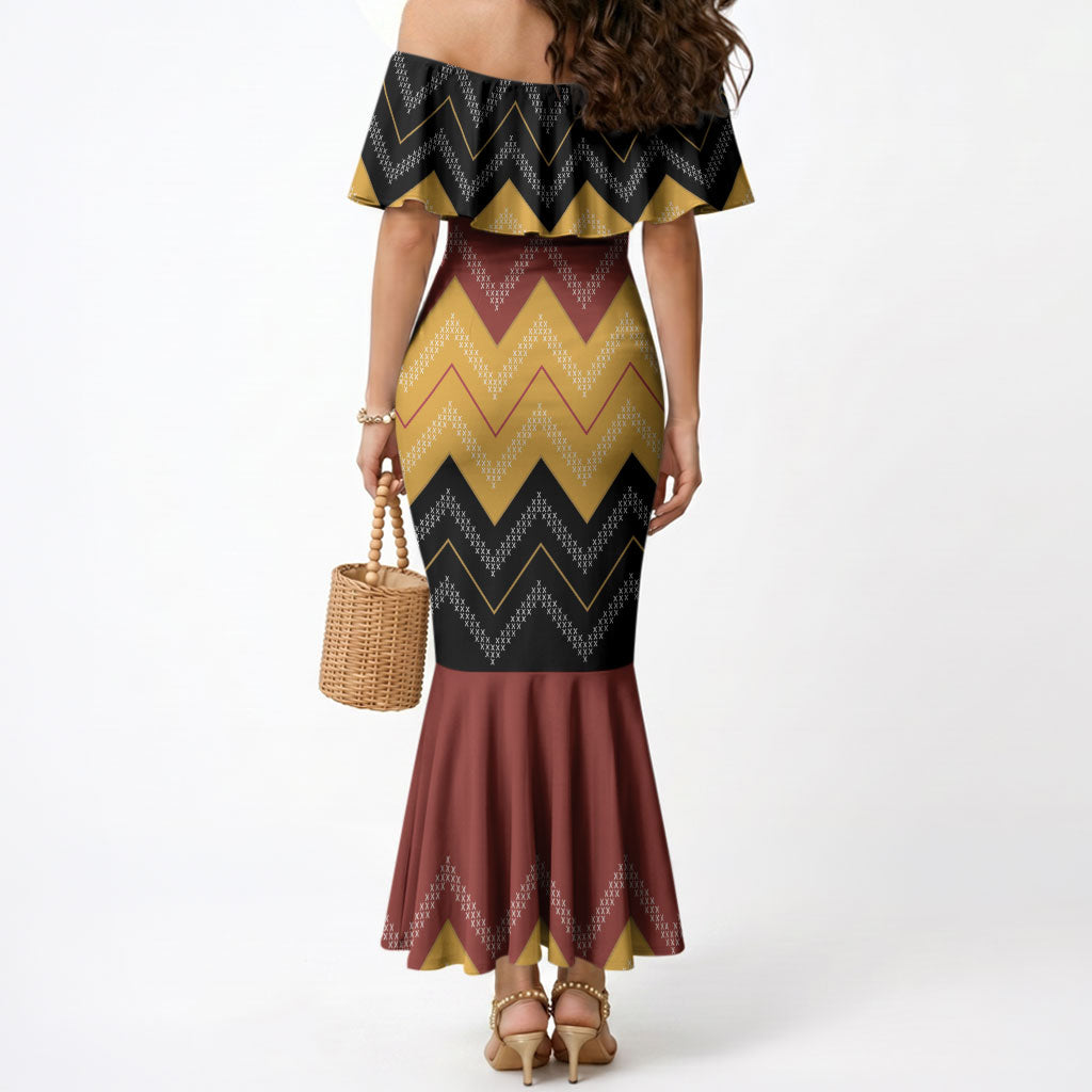 Kaokao Maori Tukutuku Inspired New Zealand Mermaid Dress LT14 - Polynesian Pride