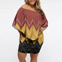 Kaokao Maori Tukutuku Inspired New Zealand Off Shoulder Short Dress LT14 Women Multicolor - Polynesian Pride