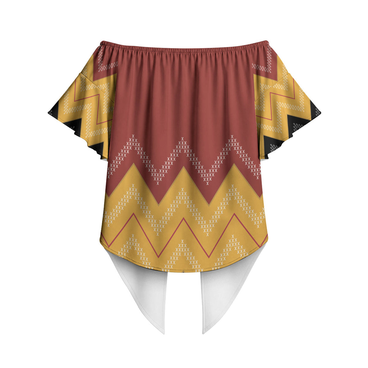 Kaokao Maori Tukutuku Inspired New Zealand Off Shoulder Wrap Waist Top LT14 - Polynesian Pride