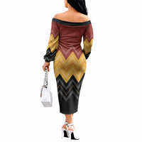 Kaokao Maori Tukutuku Inspired New Zealand Off The Shoulder Long Sleeve Dress LT14 - Polynesian Pride