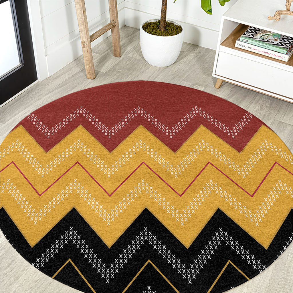 Kaokao Maori Tukutuku Inspired New Zealand Round Carpet