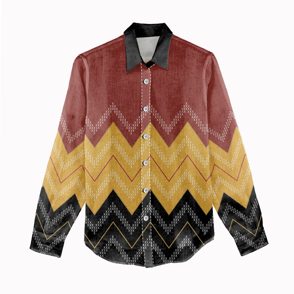 Kaokao Maori Tukutuku Inspired New Zealand Women Casual Shirt LT14 - Polynesian Pride