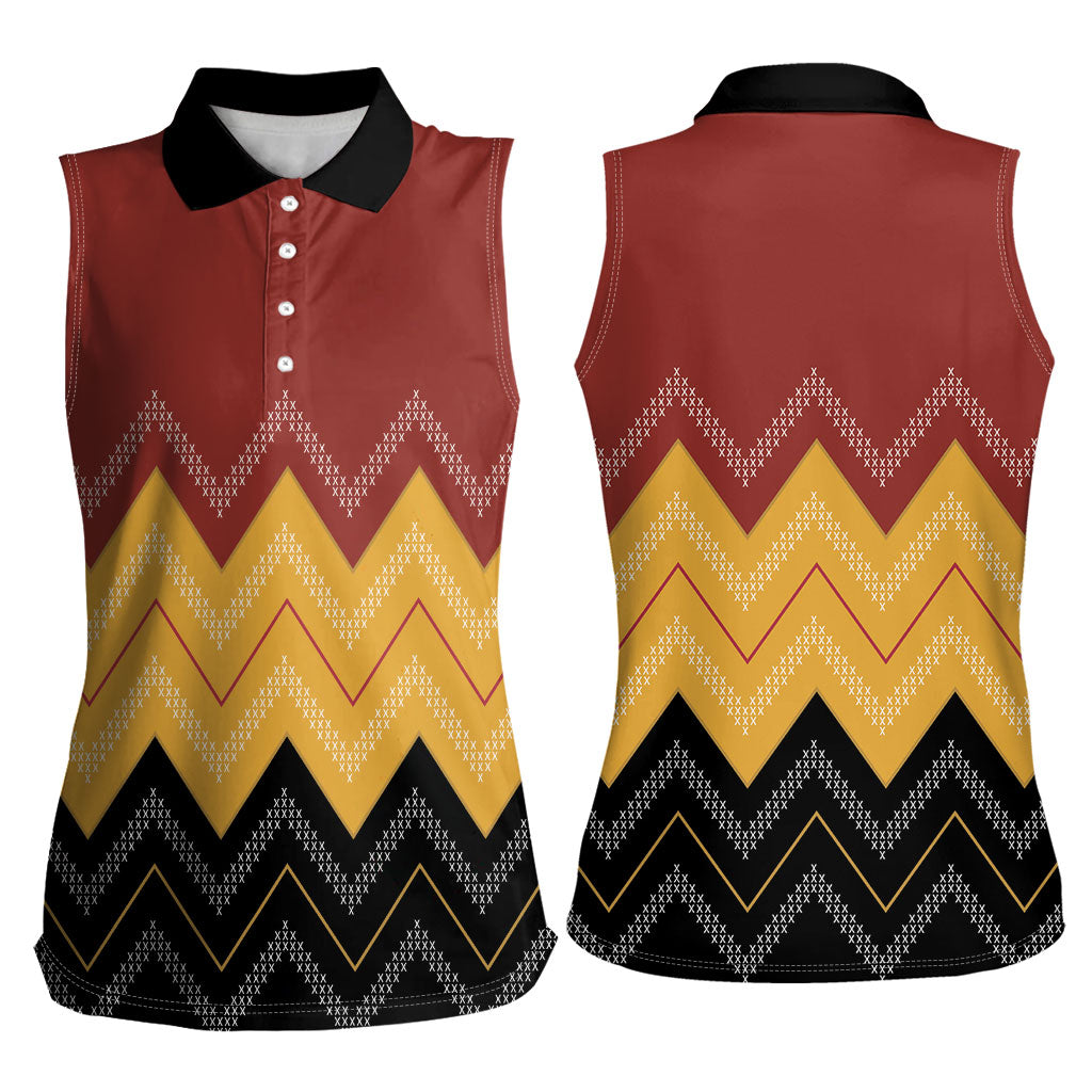 Kaokao Maori Tukutuku Inspired New Zealand Women Sleeveless Polo Shirt LT14 - Polynesian Pride