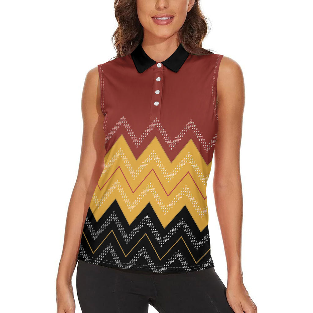 Kaokao Maori Tukutuku Inspired New Zealand Women Sleeveless Polo Shirt LT14 - Polynesian Pride