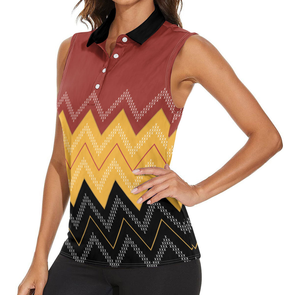 Kaokao Maori Tukutuku Inspired New Zealand Women Sleeveless Polo Shirt LT14 - Polynesian Pride