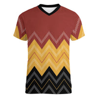 Kaokao Maori Tukutuku Inspired New Zealand Women V-Neck T-Shirt LT14 Female Multicolor - Polynesian Pride