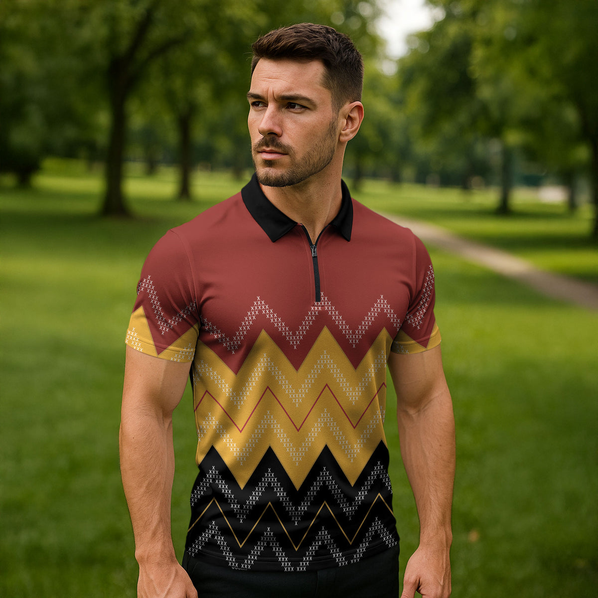 Kaokao Maori Tukutuku Inspired New Zealand Zipper Polo Shirt LT14 - Polynesian Pride