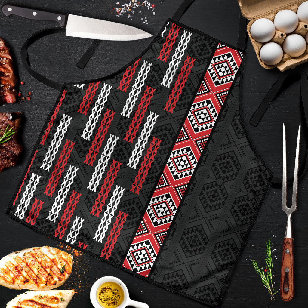 Roimata Toroa Maori Taniko Inspired New Zealand Apron LT14 Black - Polynesian Pride