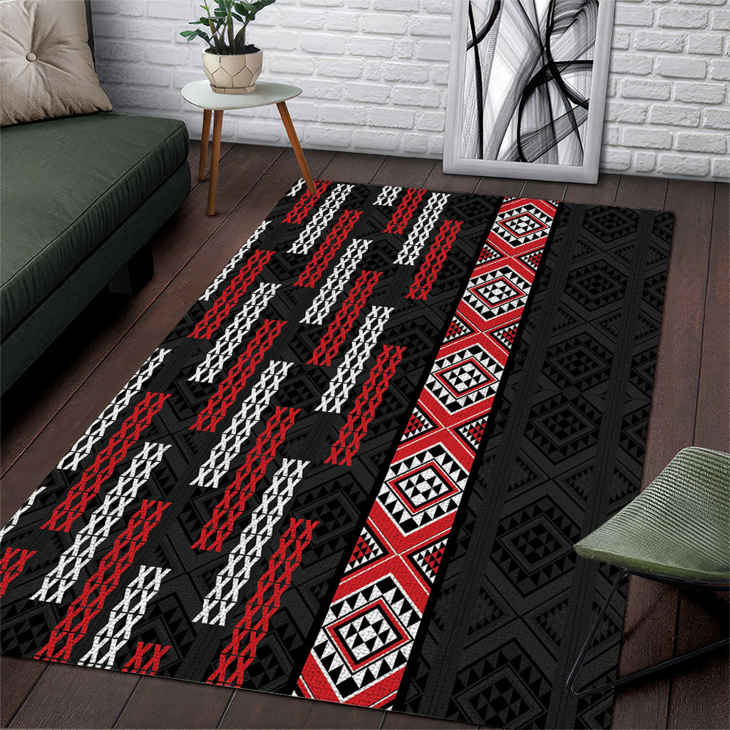 Roimata Toroa Maori Taniko Inspired New Zealand Area Rug LT14 Black - Polynesian Pride