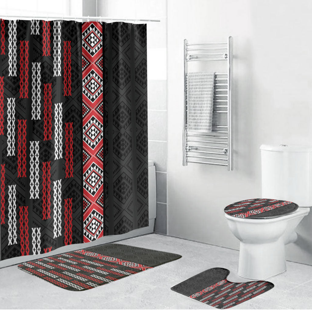 Roimata Toroa Maori Taniko Inspired New Zealand Bathroom Set LT14 Bathroom Set (4 pcs) Black - Polynesian Pride