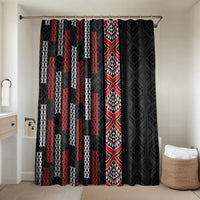 Roimata Toroa Maori Taniko Inspired New Zealand Bathroom Set LT14 Shower Curtain Only Black - Polynesian Pride