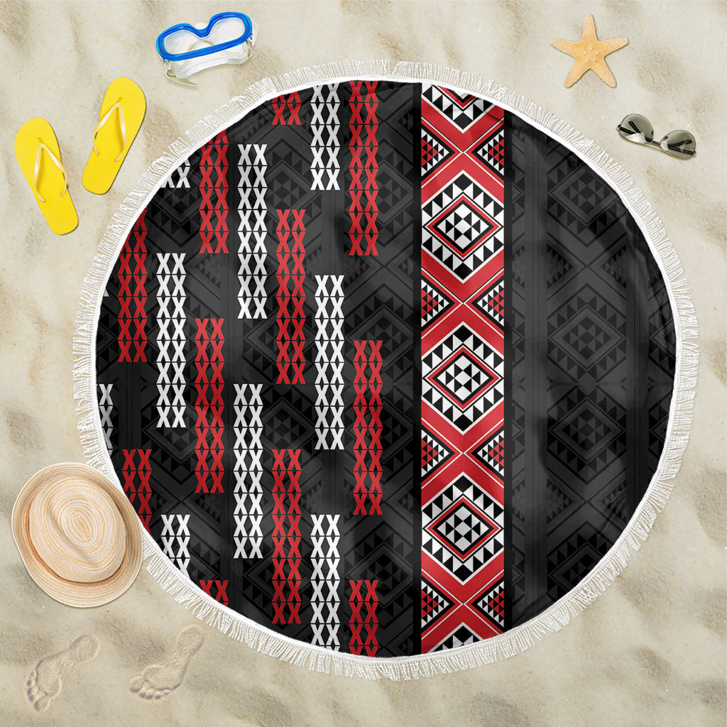 Roimata Toroa Maori Taniko Inspired New Zealand Beach Blanket LT14 One Size 150cm Black - Polynesian Pride