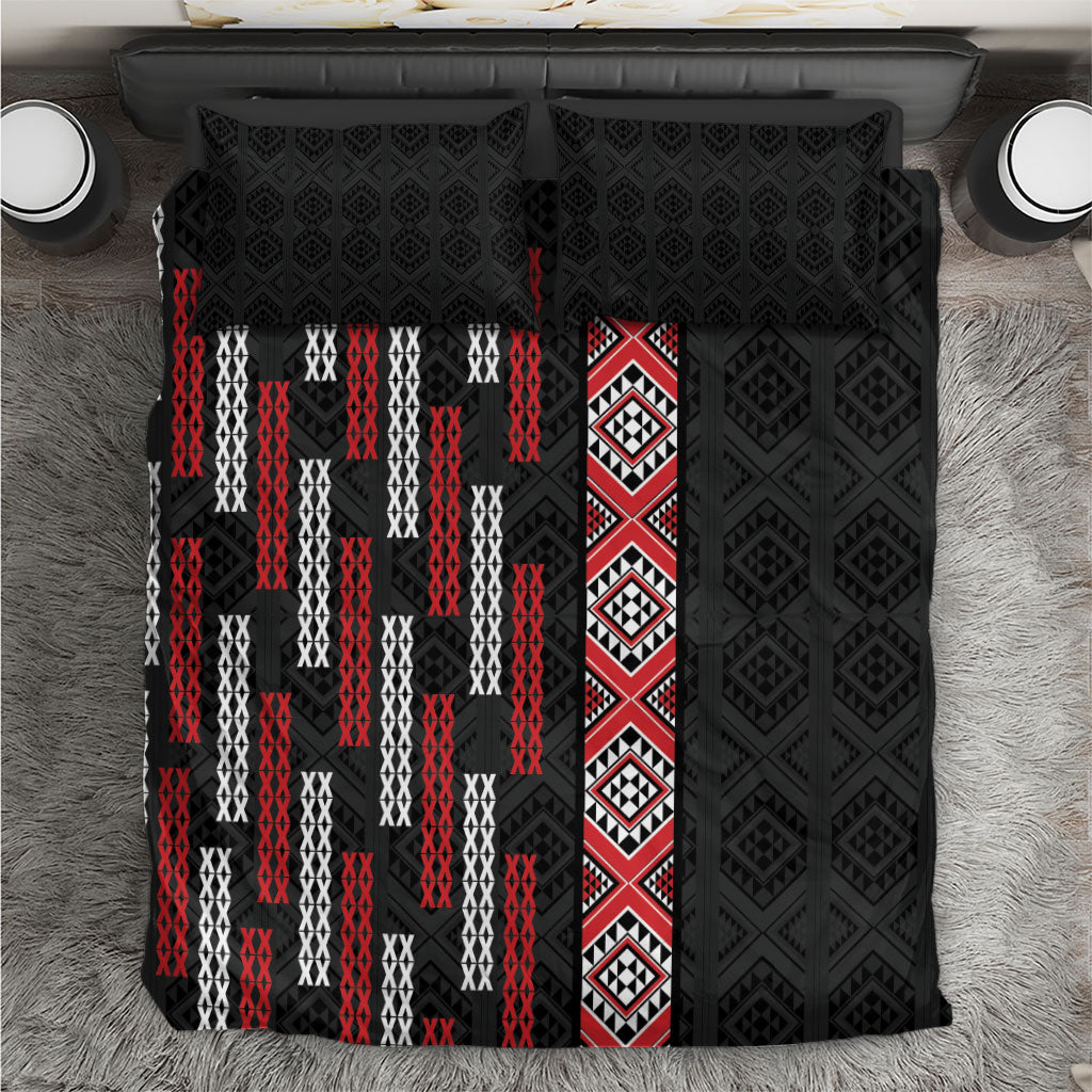 Roimata Toroa Maori Taniko Inspired New Zealand Bedding Set LT14 Black - Polynesian Pride