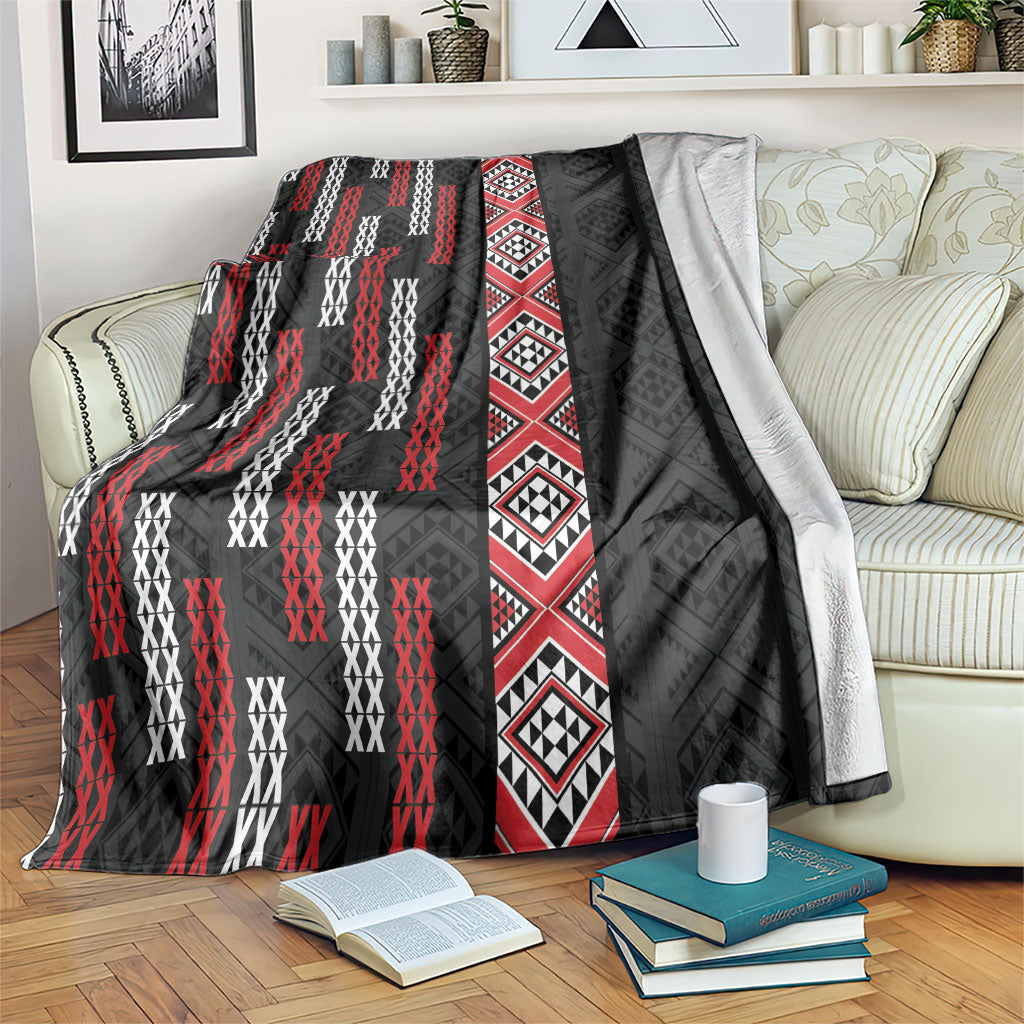 Roimata Toroa Maori Taniko Inspired New Zealand Blanket LT14 Black - Polynesian Pride
