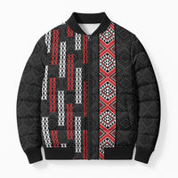 Roimata Toroa Maori Taniko Inspired New Zealand Bomber Puffer Jacket LT14 Unisex Black - Polynesian Pride