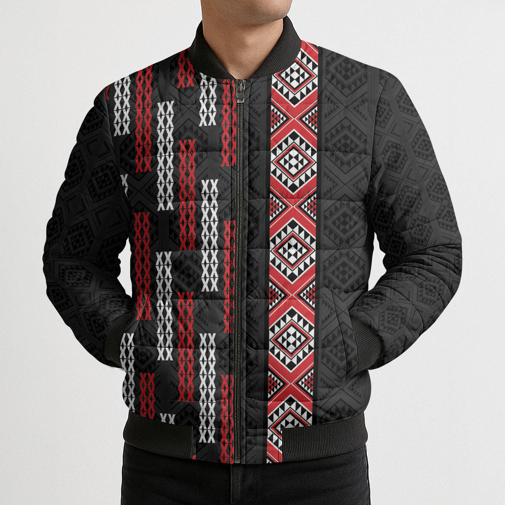 Roimata Toroa Maori Taniko Inspired New Zealand Bomber Puffer Jacket LT14 - Polynesian Pride
